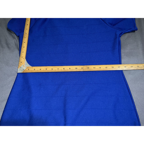 LOVE J Plus Size 1X Royal Blue Off Shoulder Rear Zip Ribbed Bodycon Dress Party - Picture 8 of 12